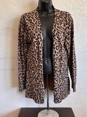 Amazon Essentials Women's Open Front Animal Print Cover Up Medium